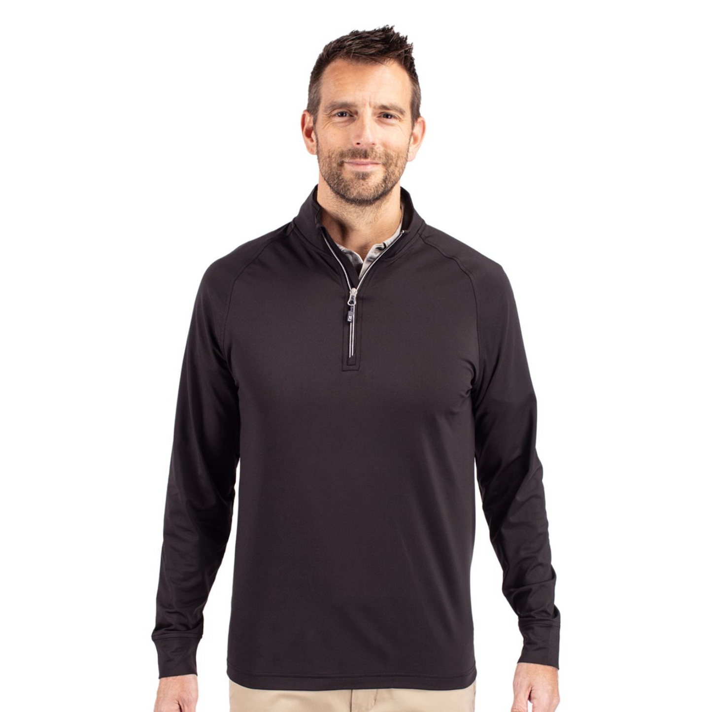 (Catalogue hommes) Cutter & Buck Adapt Eco Knit Stretch Pull demi-zip recyclé pour hommes