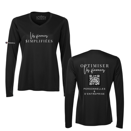 Manche longue col en V femme Pro team - Vos finances simplifiées
