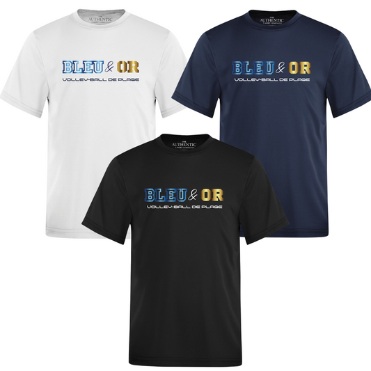 T-shirt Entraînement Bleu&Or _ Enfant - Volleyball de plage