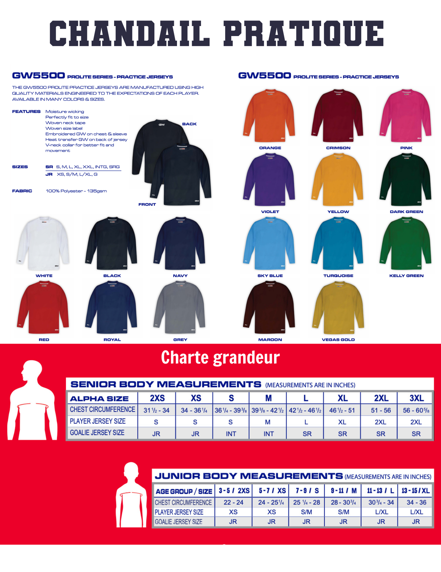 Chandail pratique - JL Hockey