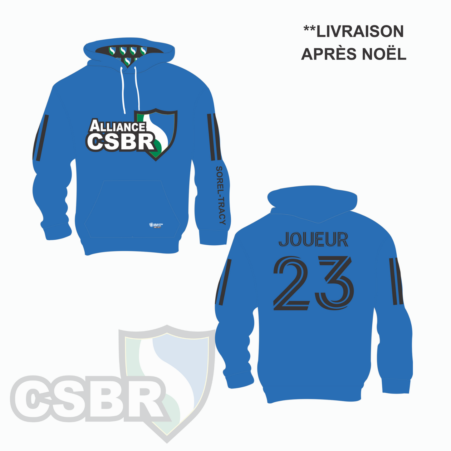 Hoodie sublimé personnalisé junior - CSBR ALLIANCE