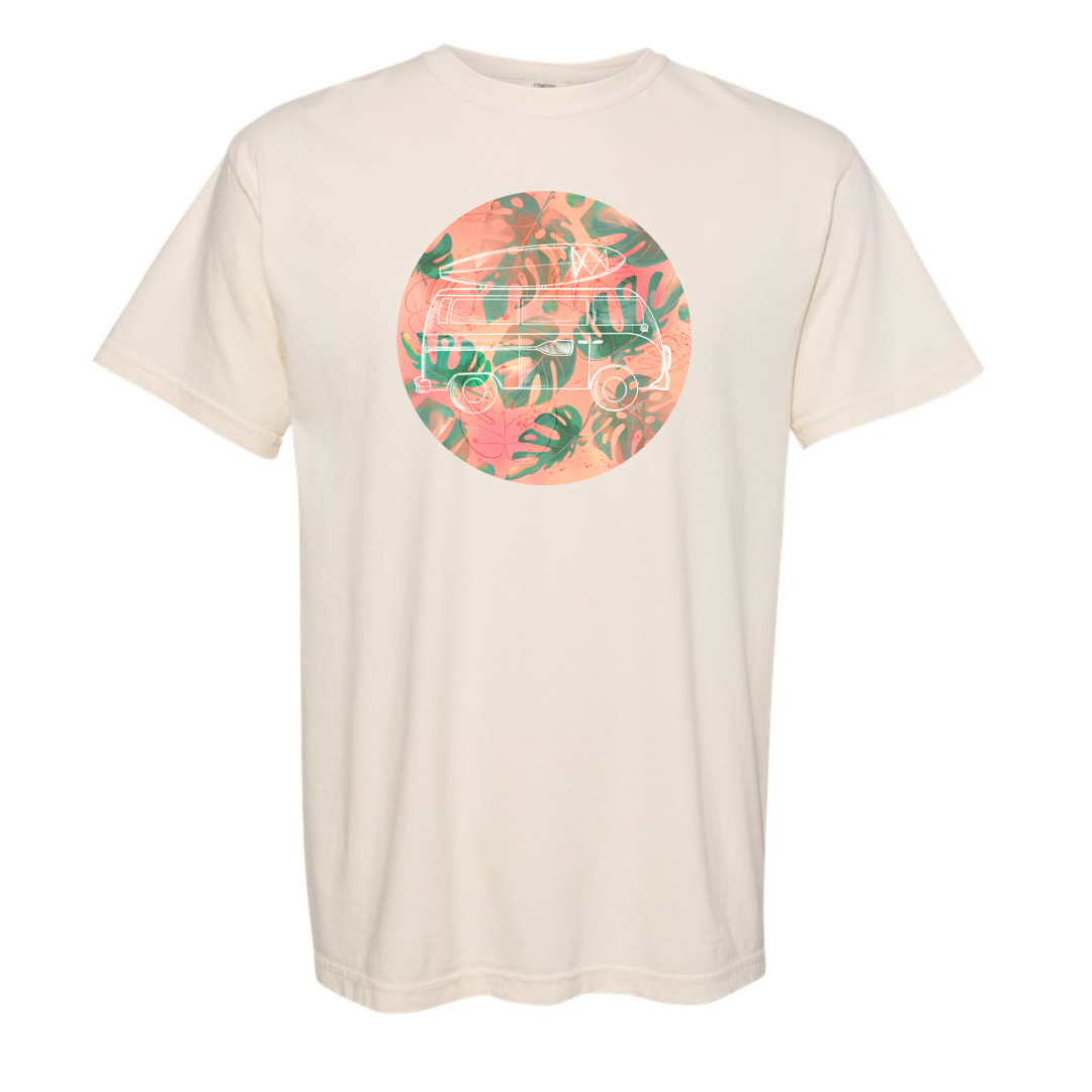 T-shirt Stefy westfalia et monstera corail