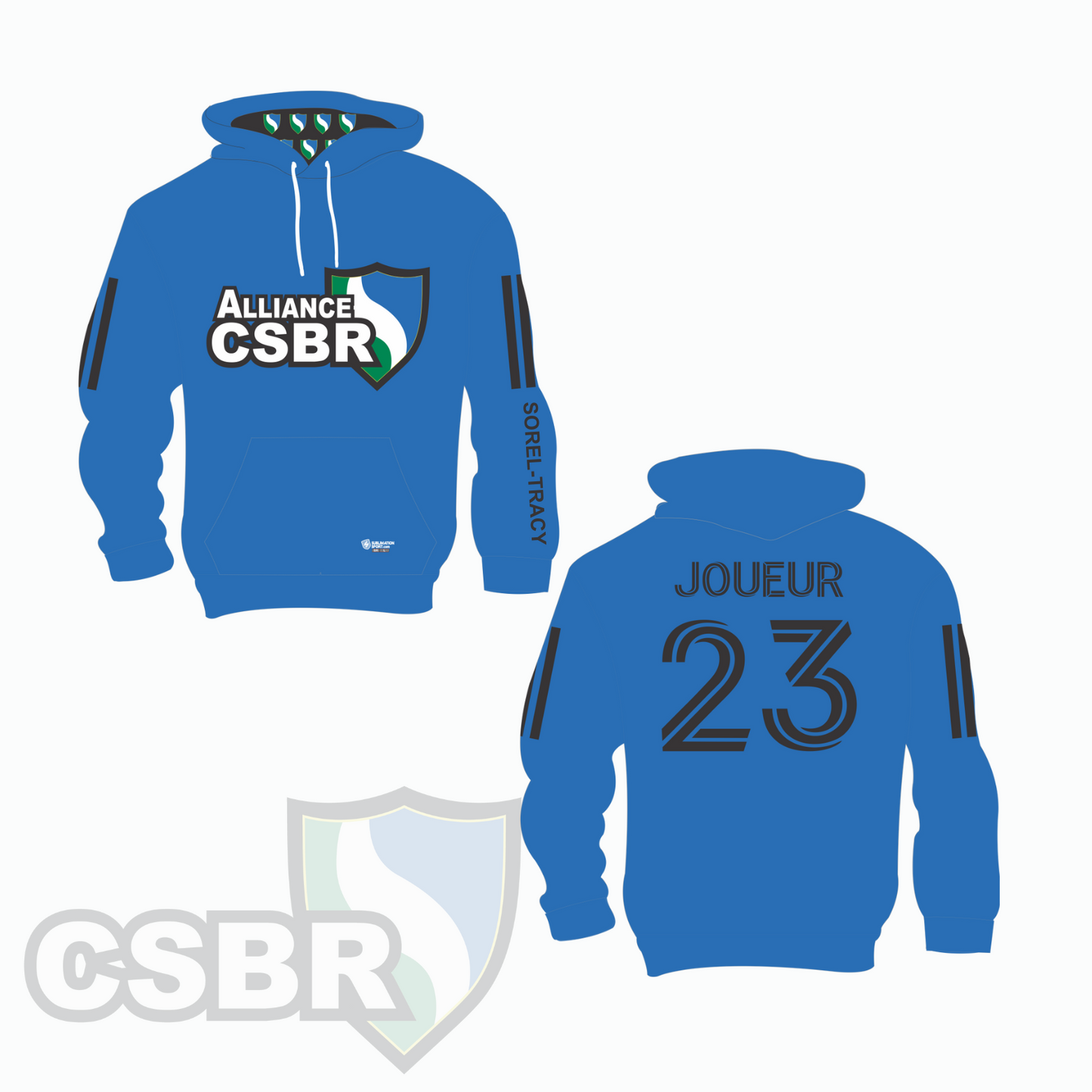 Hoodie sublimé personnalisé junior - CSBR ALLIANCE