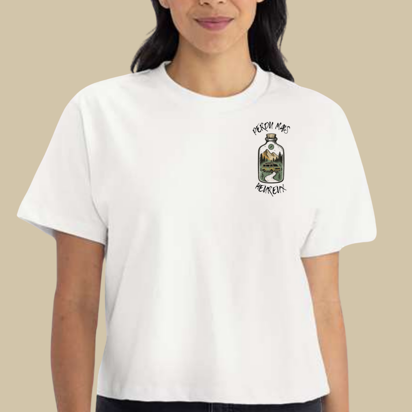 T-shirt crop top "Perdu mais heureux" - Vagabond.e