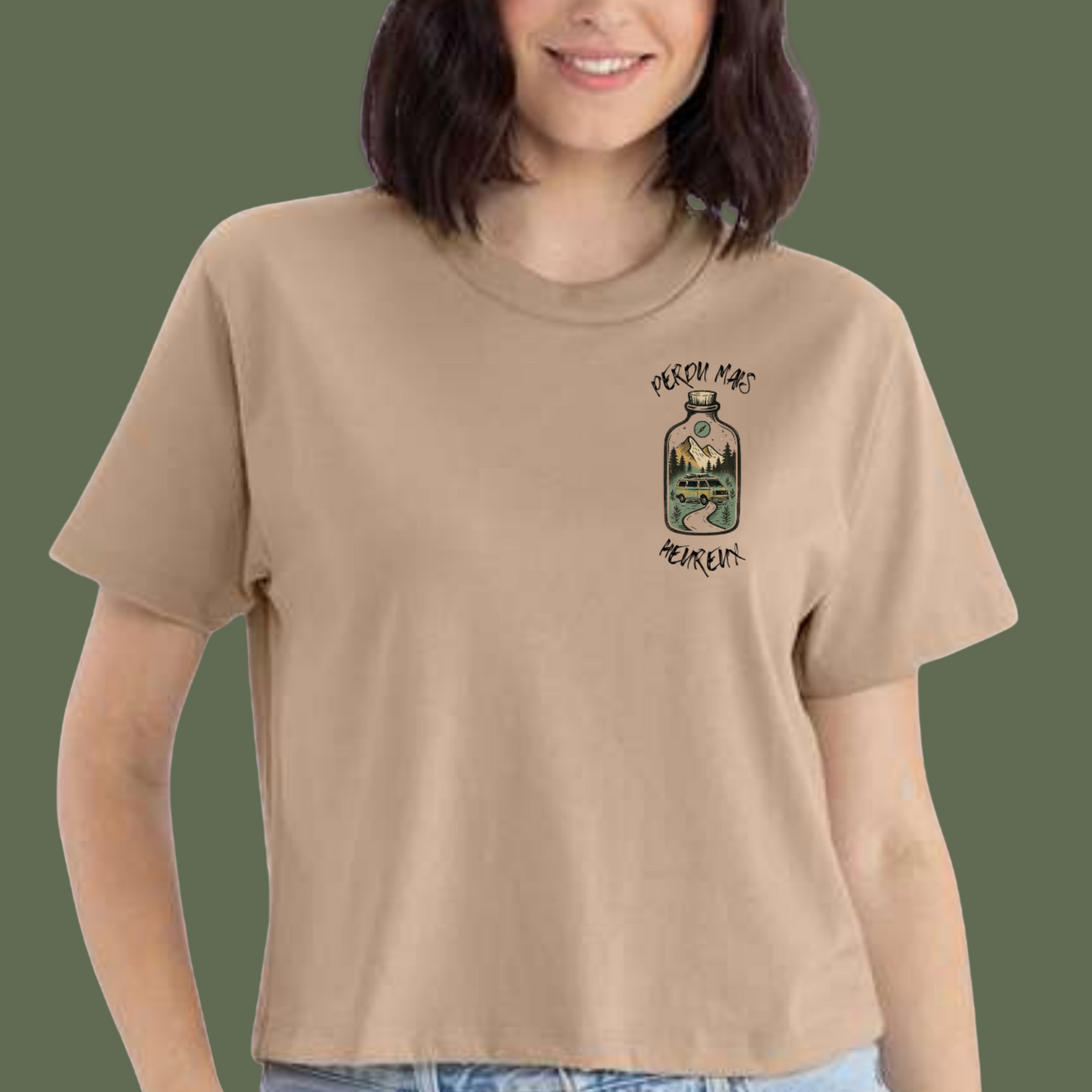 T-shirt crop top "Perdu mais heureux" - Vagabond.e