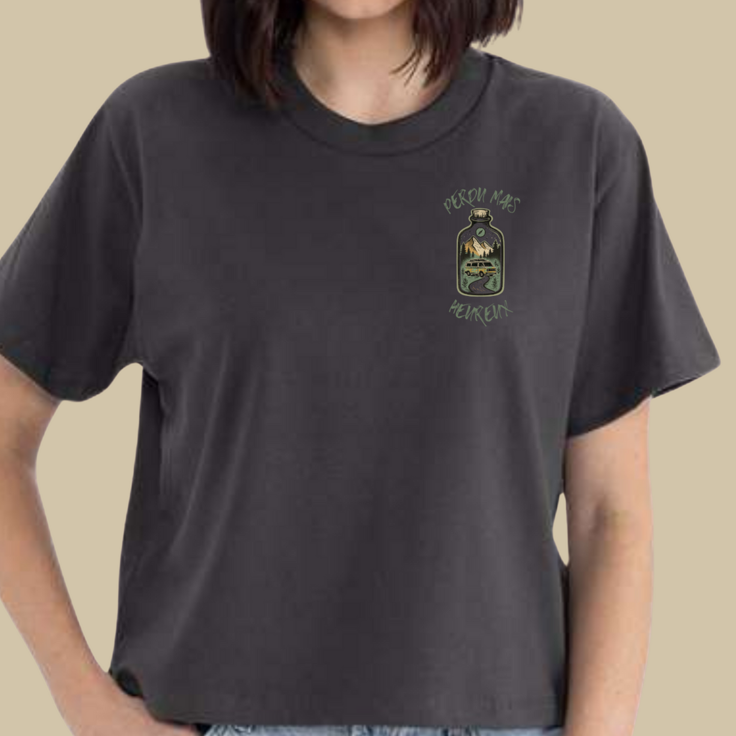 T-shirt crop top "Perdu mais heureux" - Vagabond.e